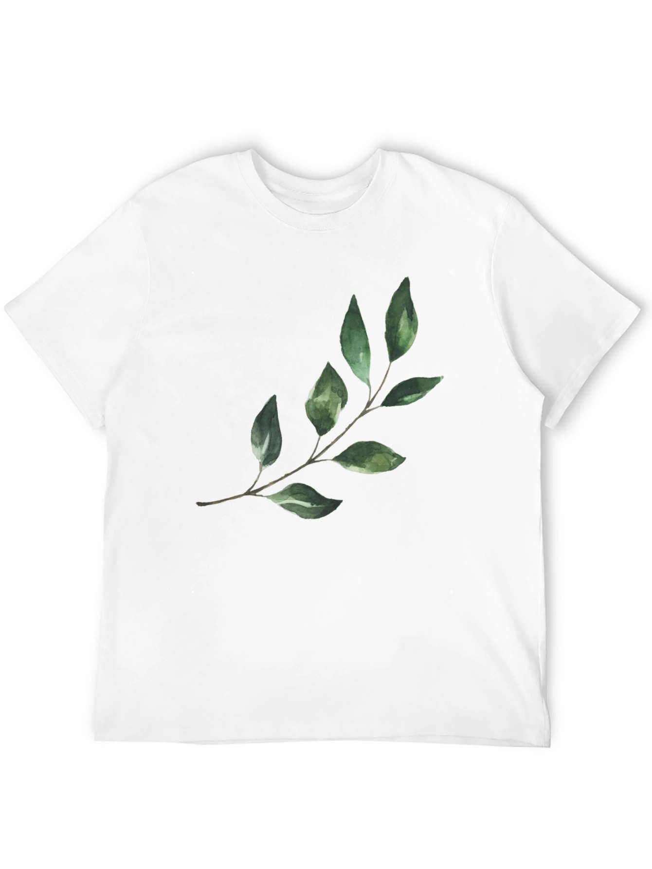 Botanical Leaf Print Black T-Shirt