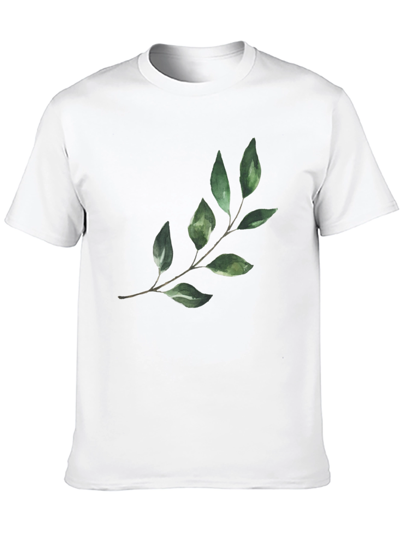 Botanical Leaf Print Black T-Shirt