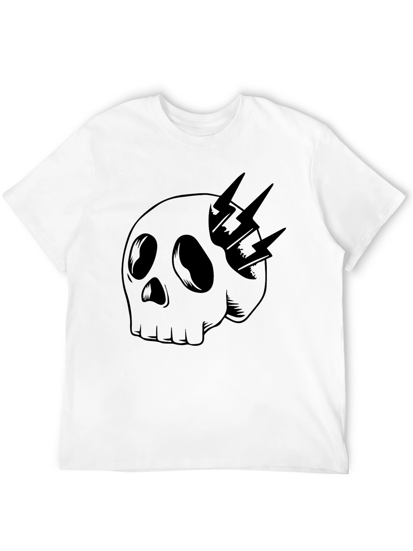 Skull & Lightning Bolt Graphic Tee - Black