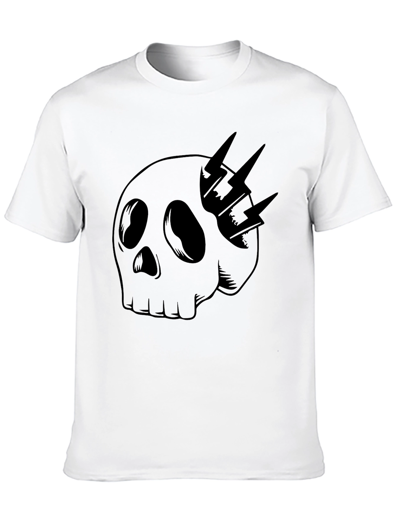 Skull & Lightning Bolt Graphic Tee - Black