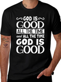 God is Good Graphic Print Black T-Shirt