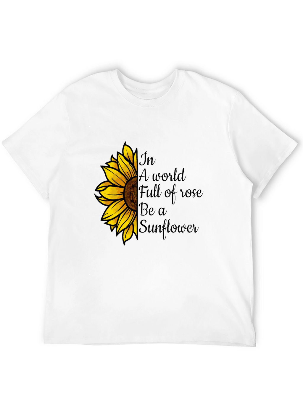 Be a Sunflower Graphic Tee - Black Cotton T-Shirt