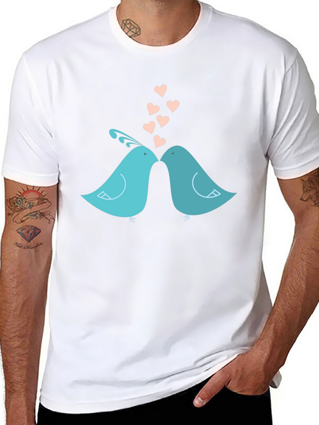 Lovebirds T-Shirt - Romantic Birds Design
