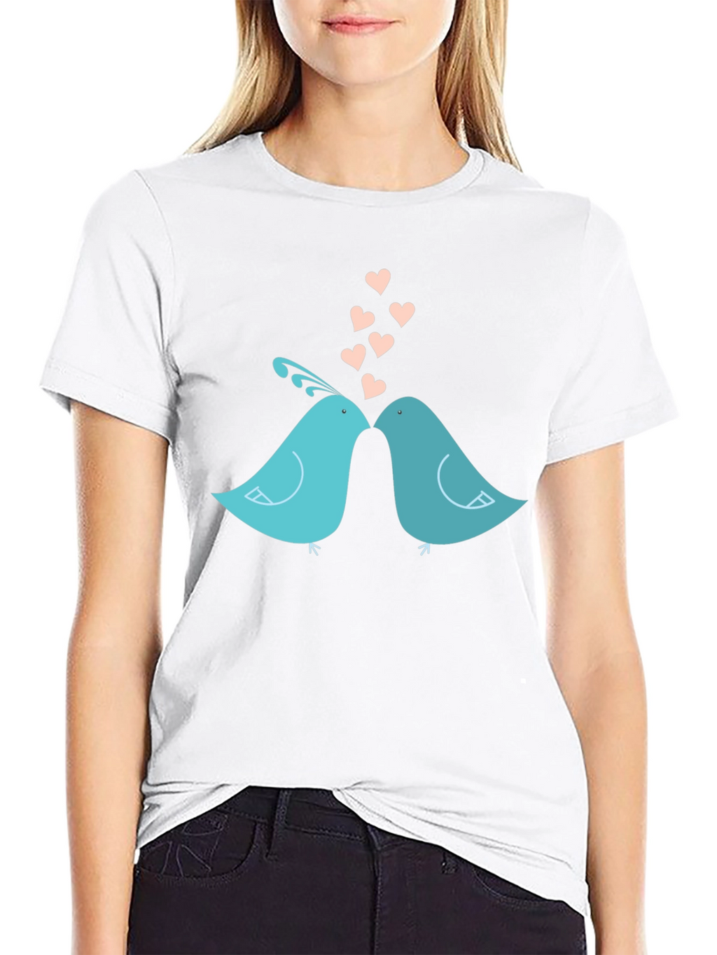Lovebirds T-Shirt - Romantic Birds Design