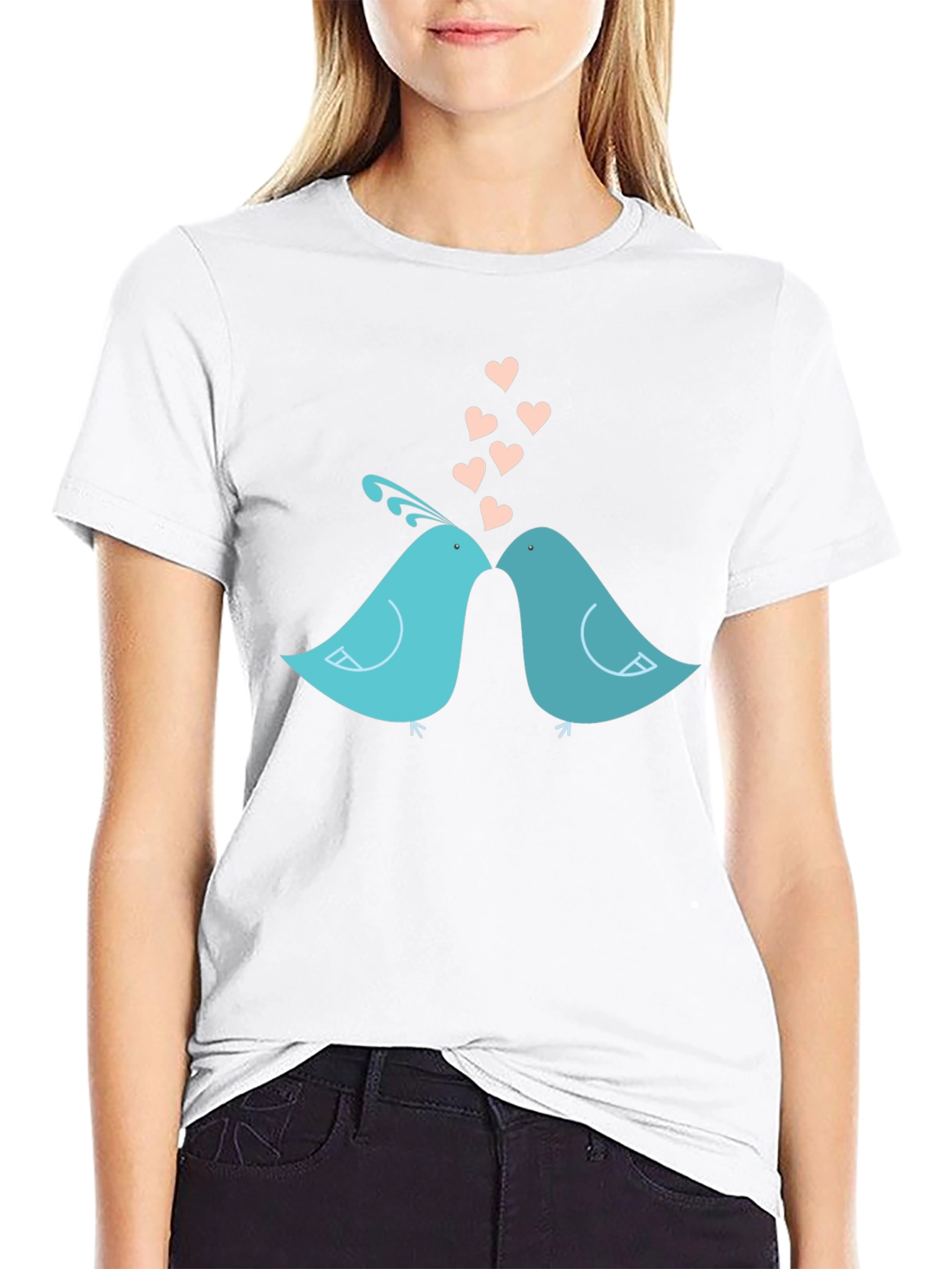 Lovebirds T-Shirt - Romantic Birds Design