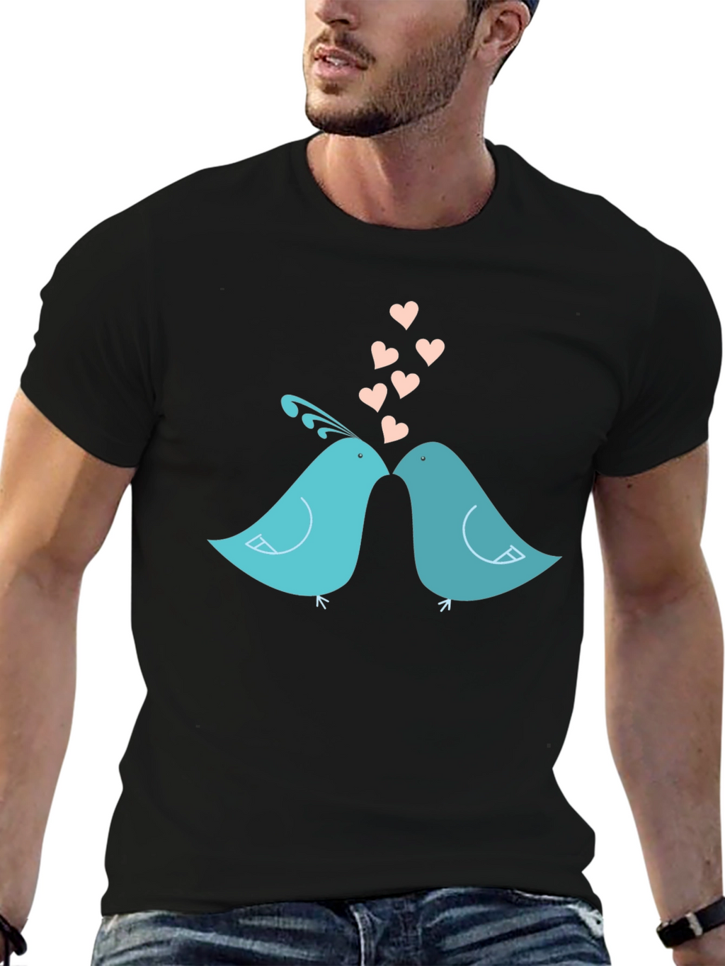 Lovebirds T-Shirt - Romantic Birds Design