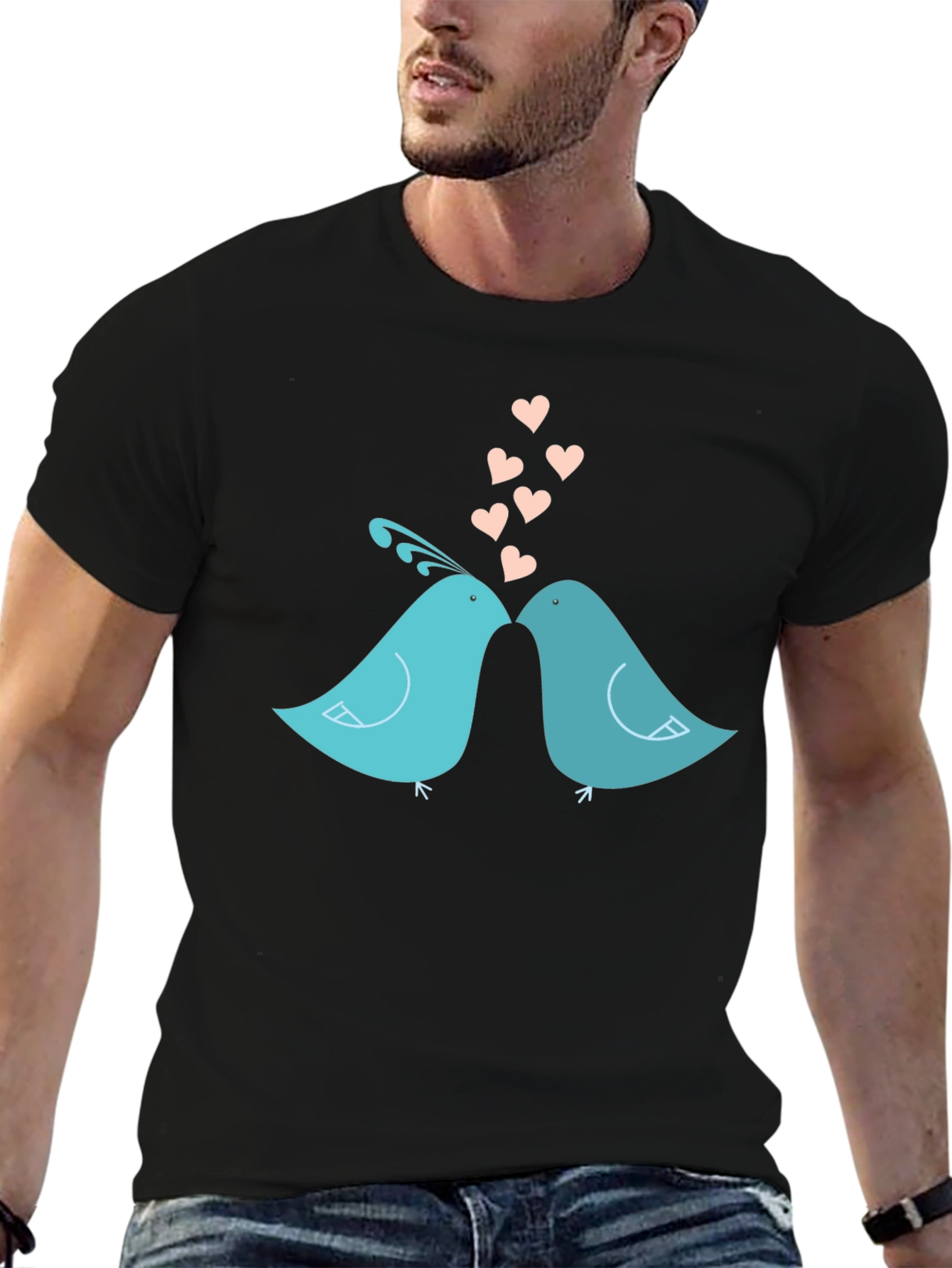 Lovebirds T-Shirt - Romantic Birds Design