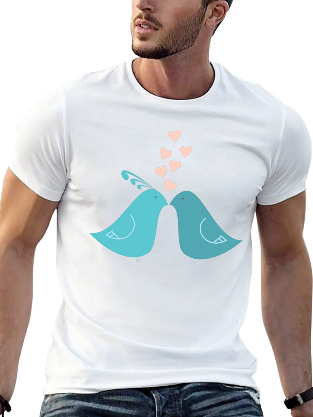 Lovebirds T-Shirt - Romantic Birds Design