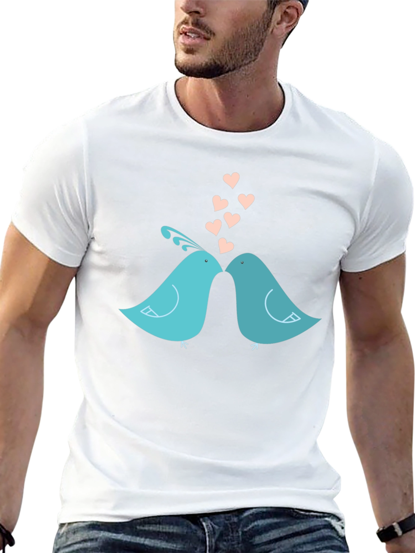 Lovebirds T-Shirt - Romantic Birds Design
