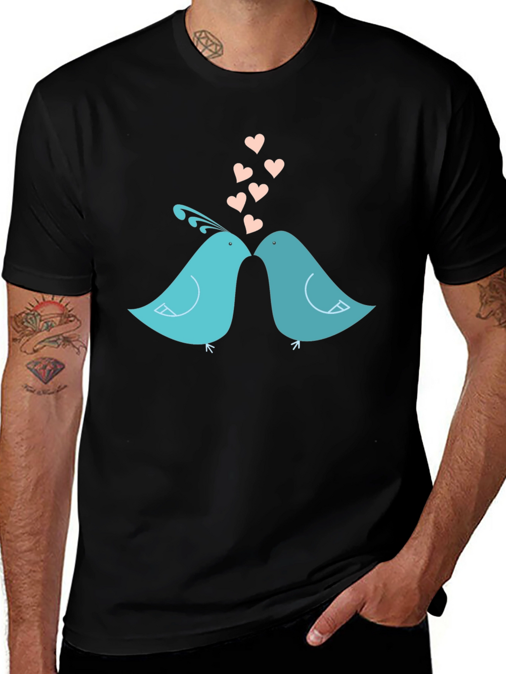 Lovebirds T-Shirt - Romantic Birds Design