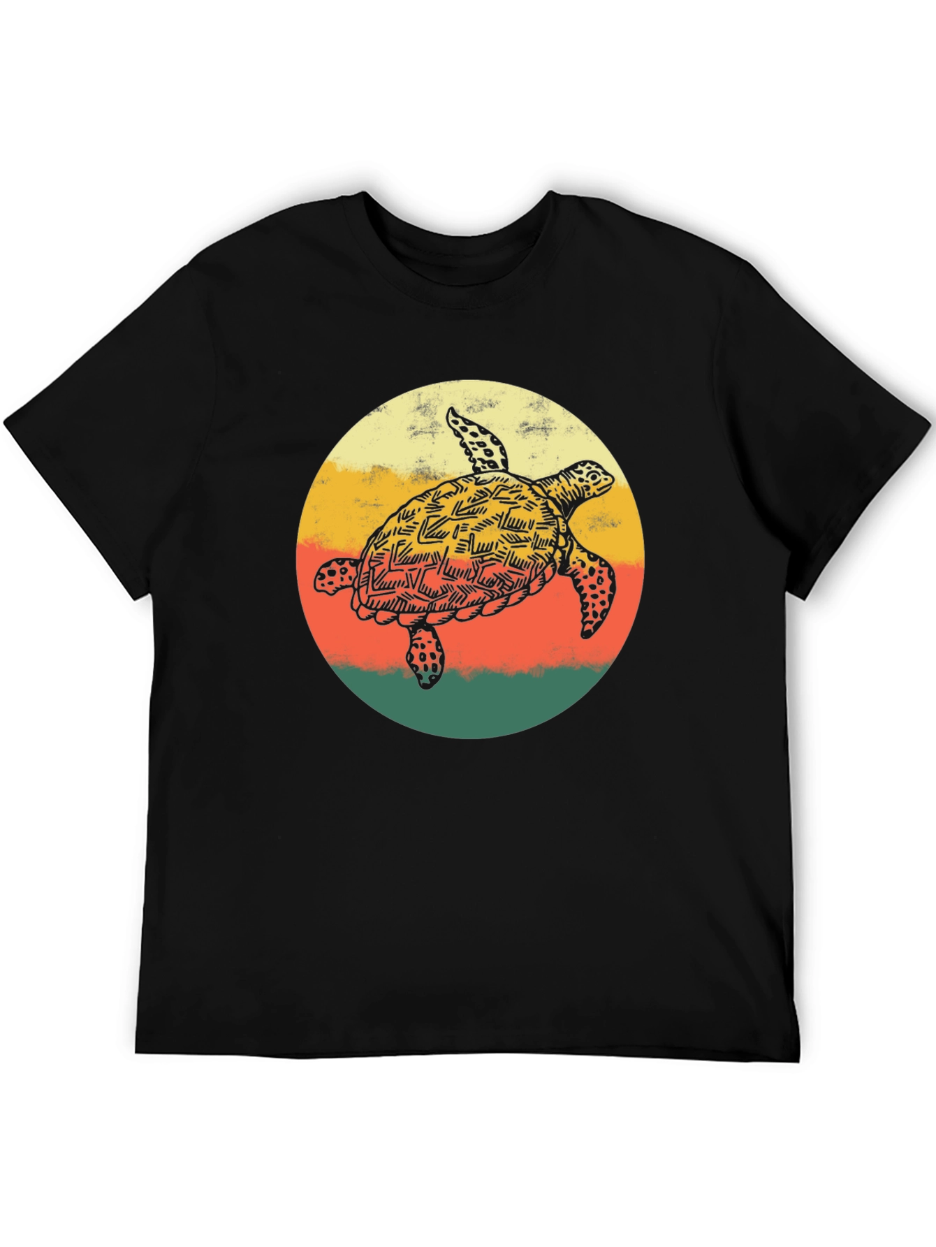 Retro Turtle Graphic Tee - Comfort Fit Black T-Shirt