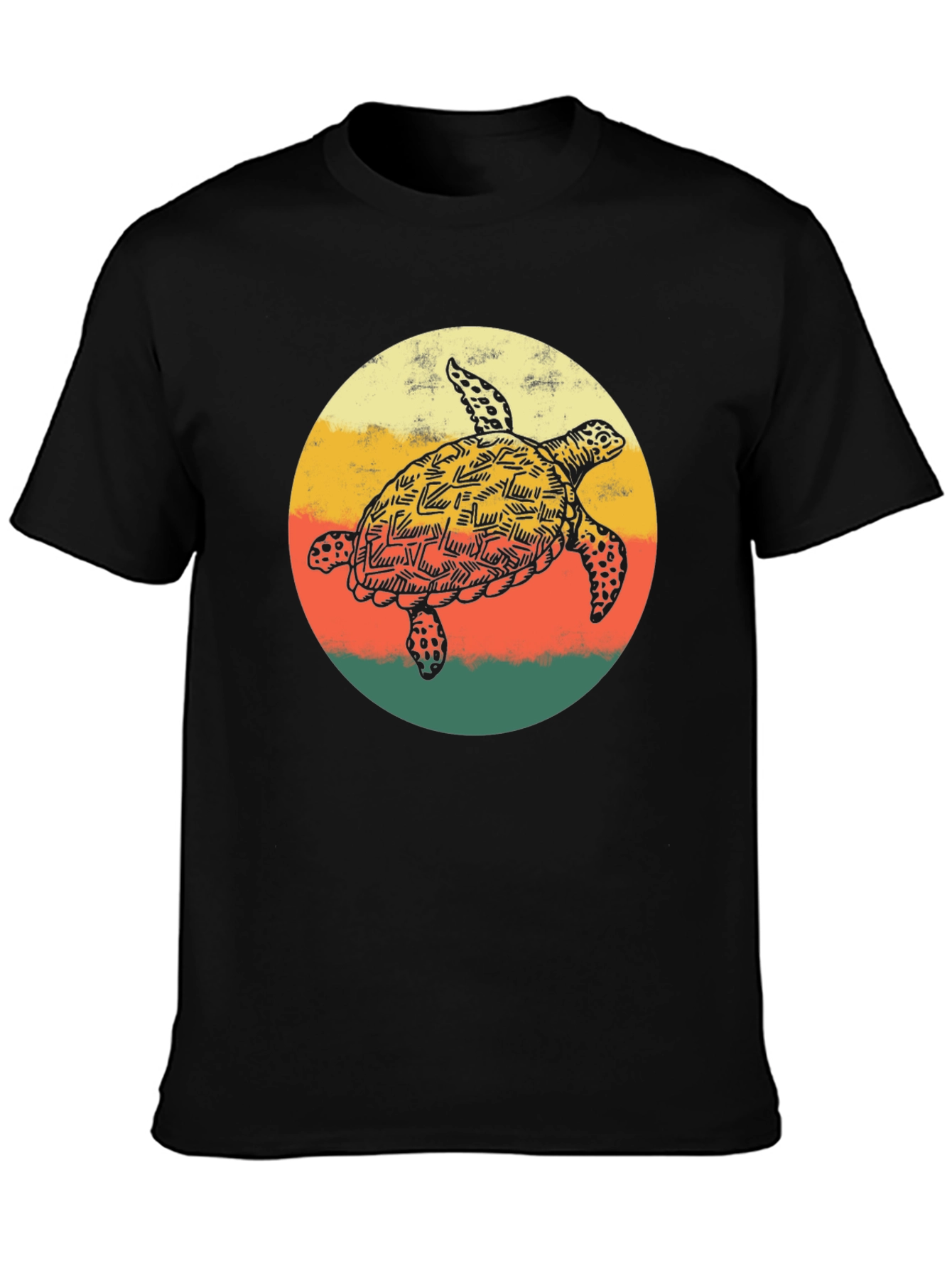 Retro Turtle Graphic Tee - Comfort Fit Black T-Shirt