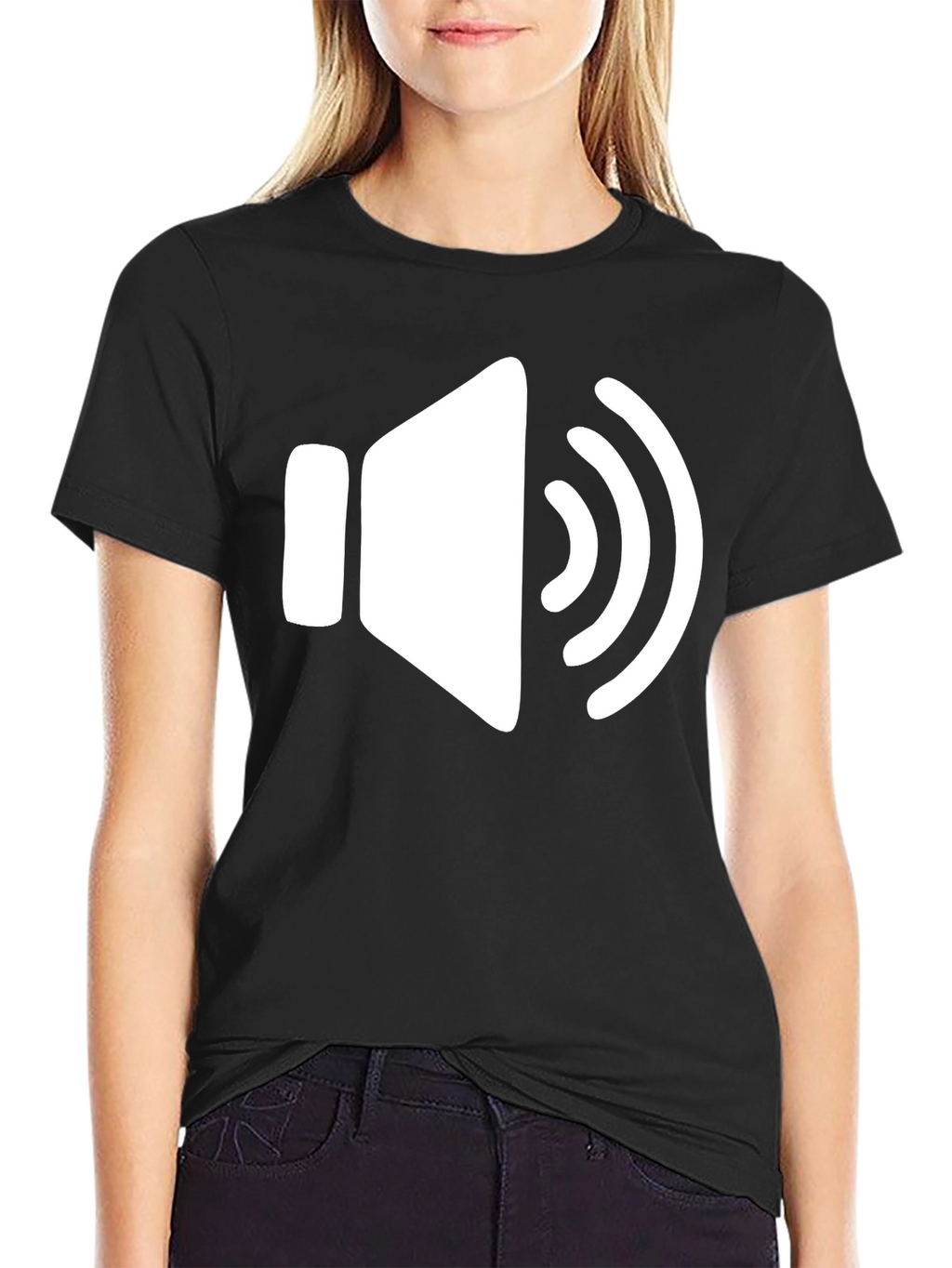 Black T-Shirt with Speaker Volume Graphic