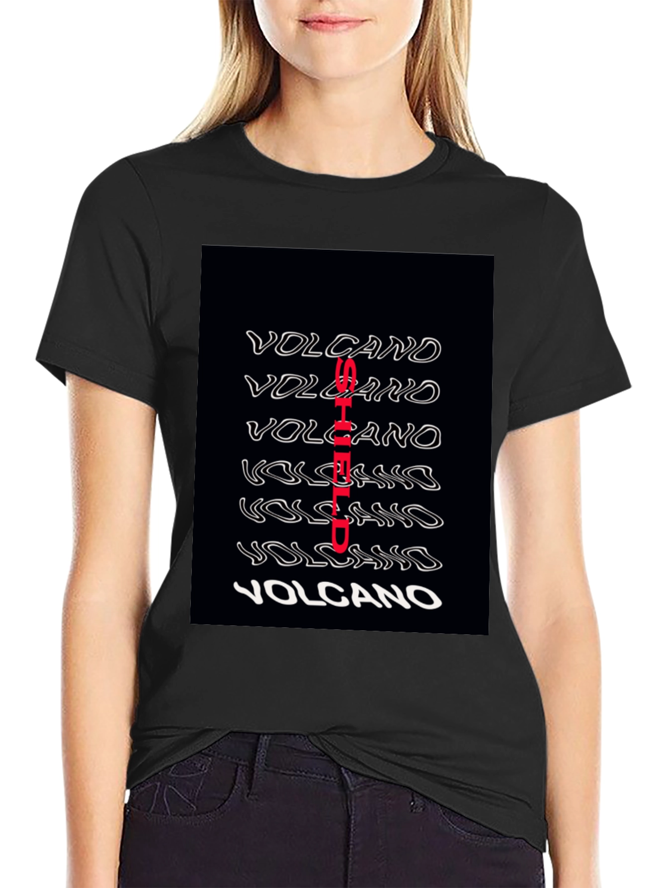 Volcano Graphic Print Black T-Shirt