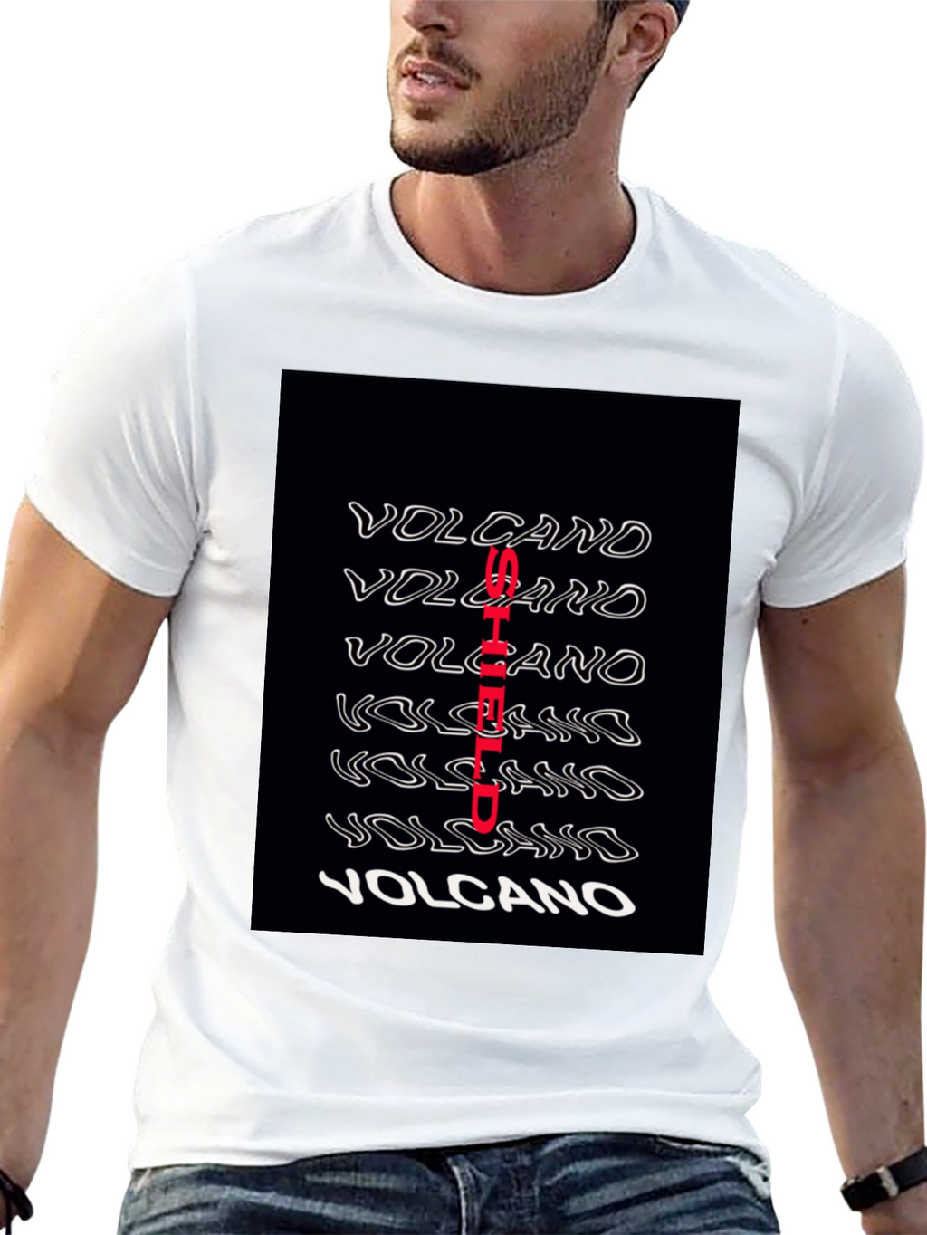 Volcano Graphic Print Black T-Shirt