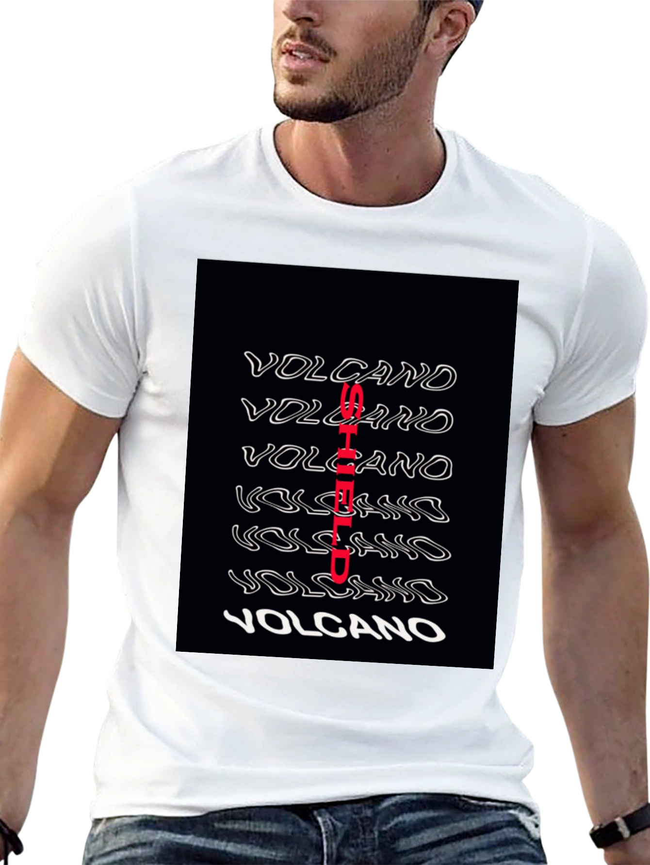 Volcano Graphic Print Black T-Shirt