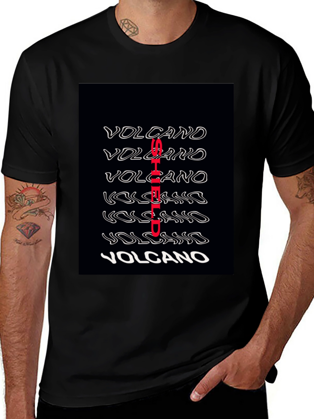 Volcano Graphic Print Black T-Shirt