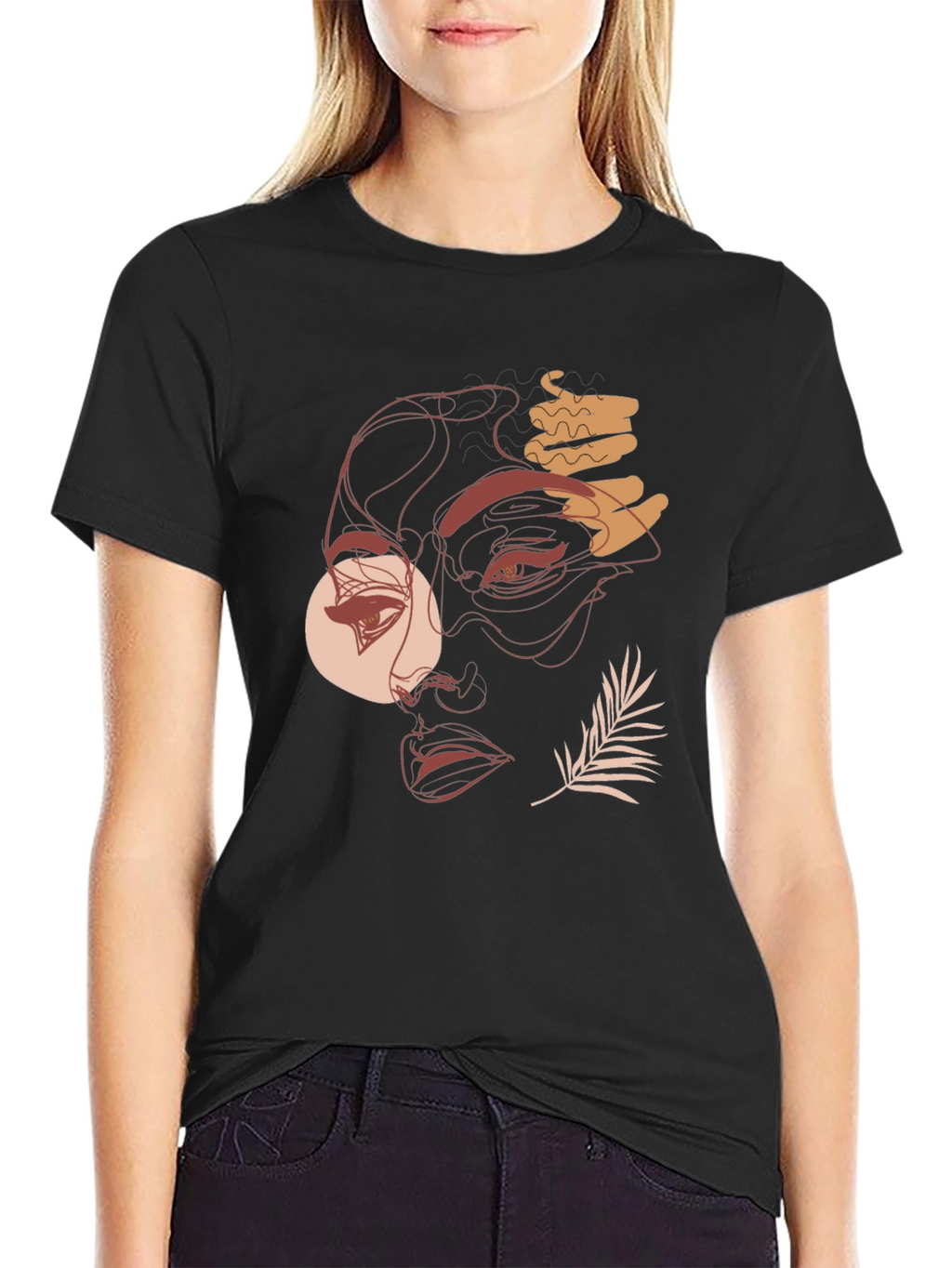 Abstract Face Graphic Tee - Modern Line Art T-Shirt