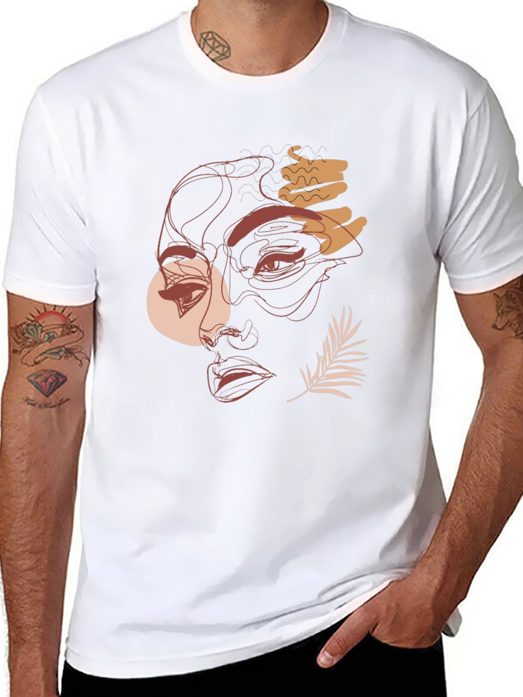 Abstract Face Graphic Tee - Modern Line Art T-Shirt