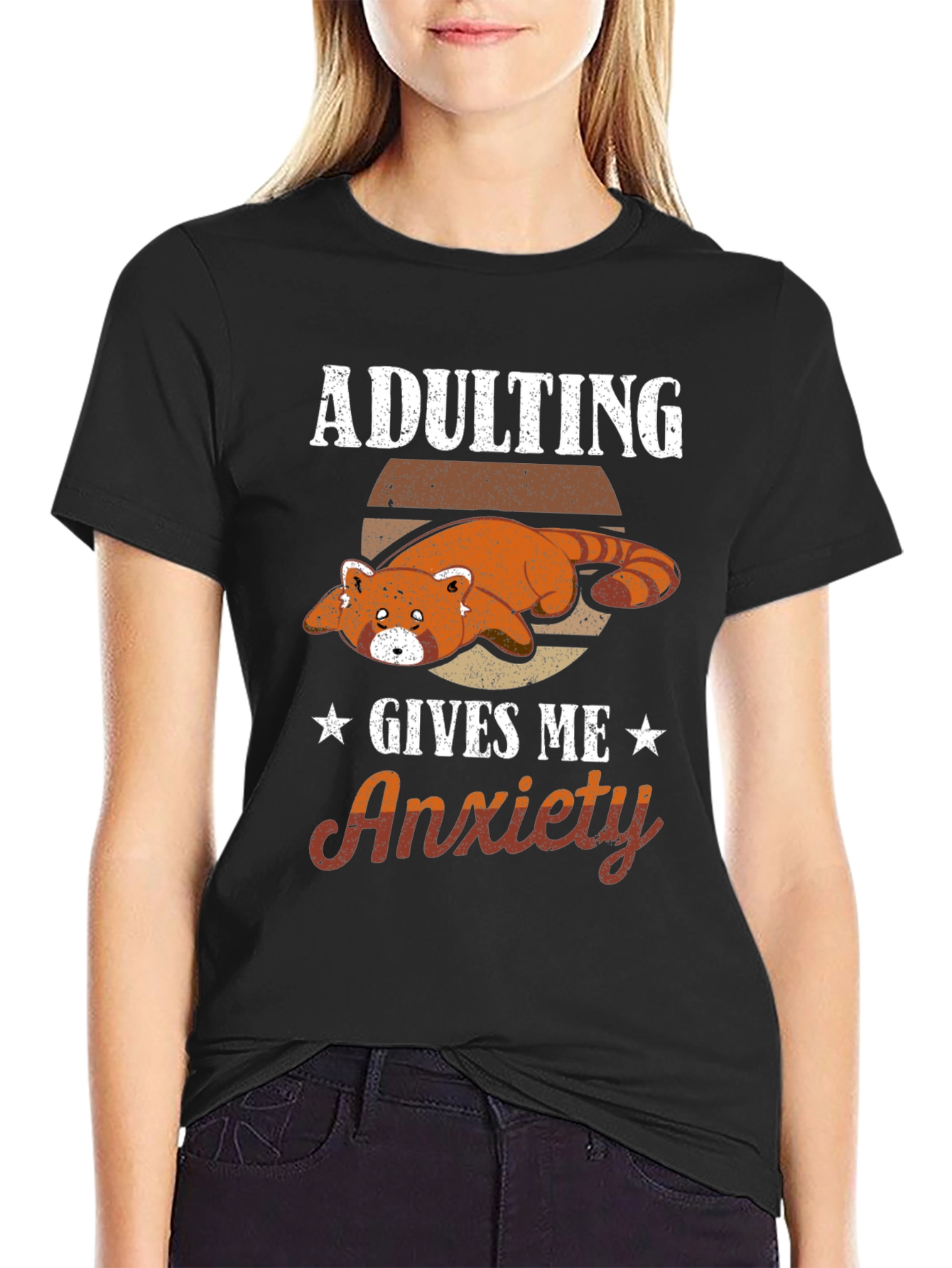 Adulting Gives Me Anxiety T-Shirt Red Panda