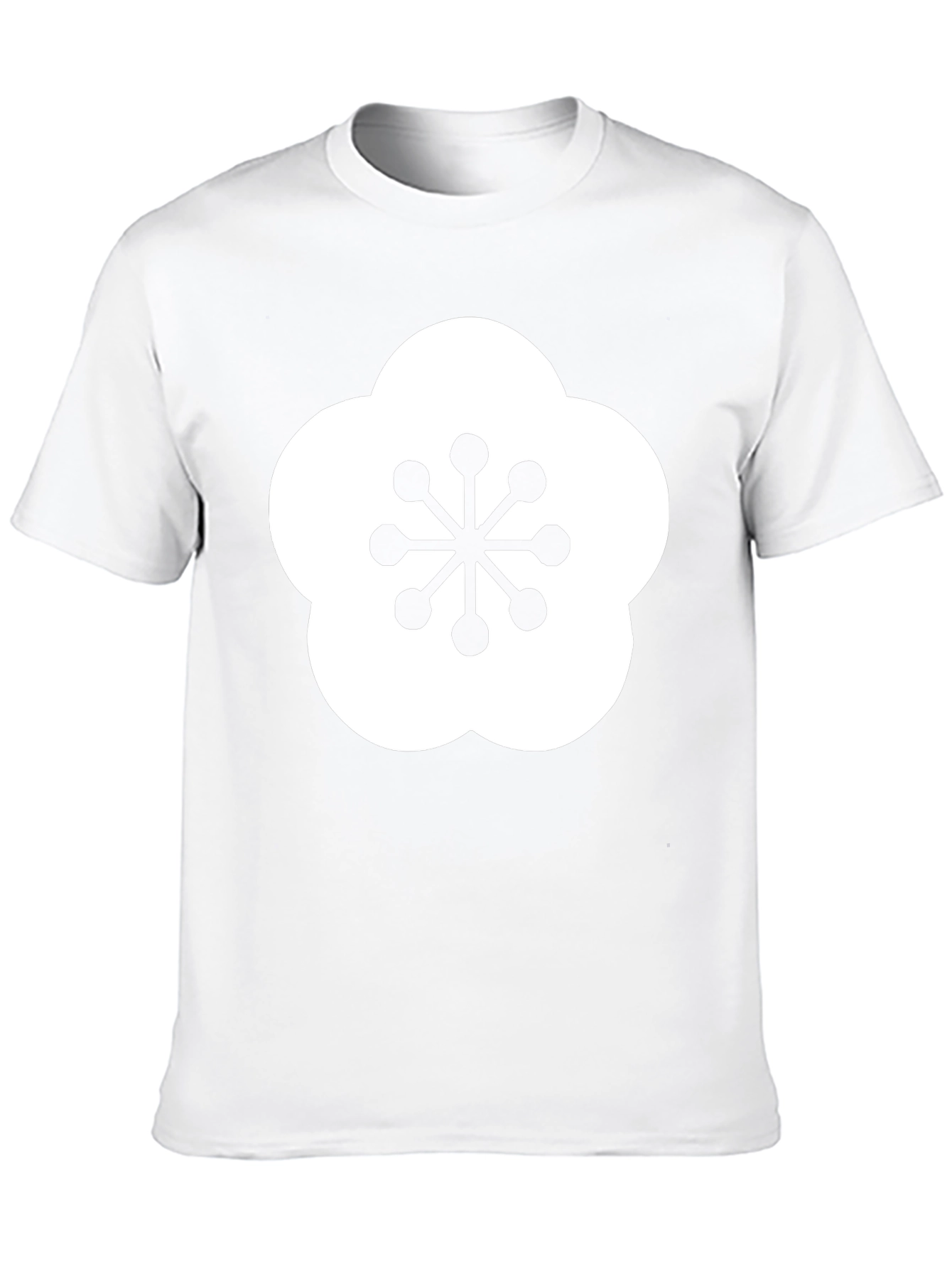 Black T-Shirt with Plum Blossom Design