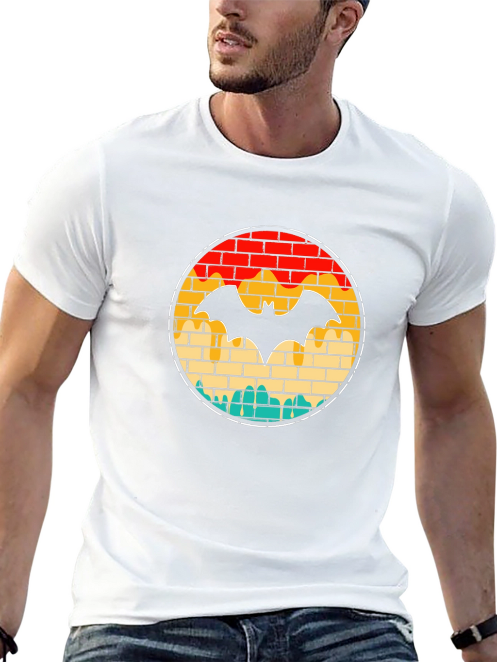 Retro Brick Bat Graphic Tee - Black