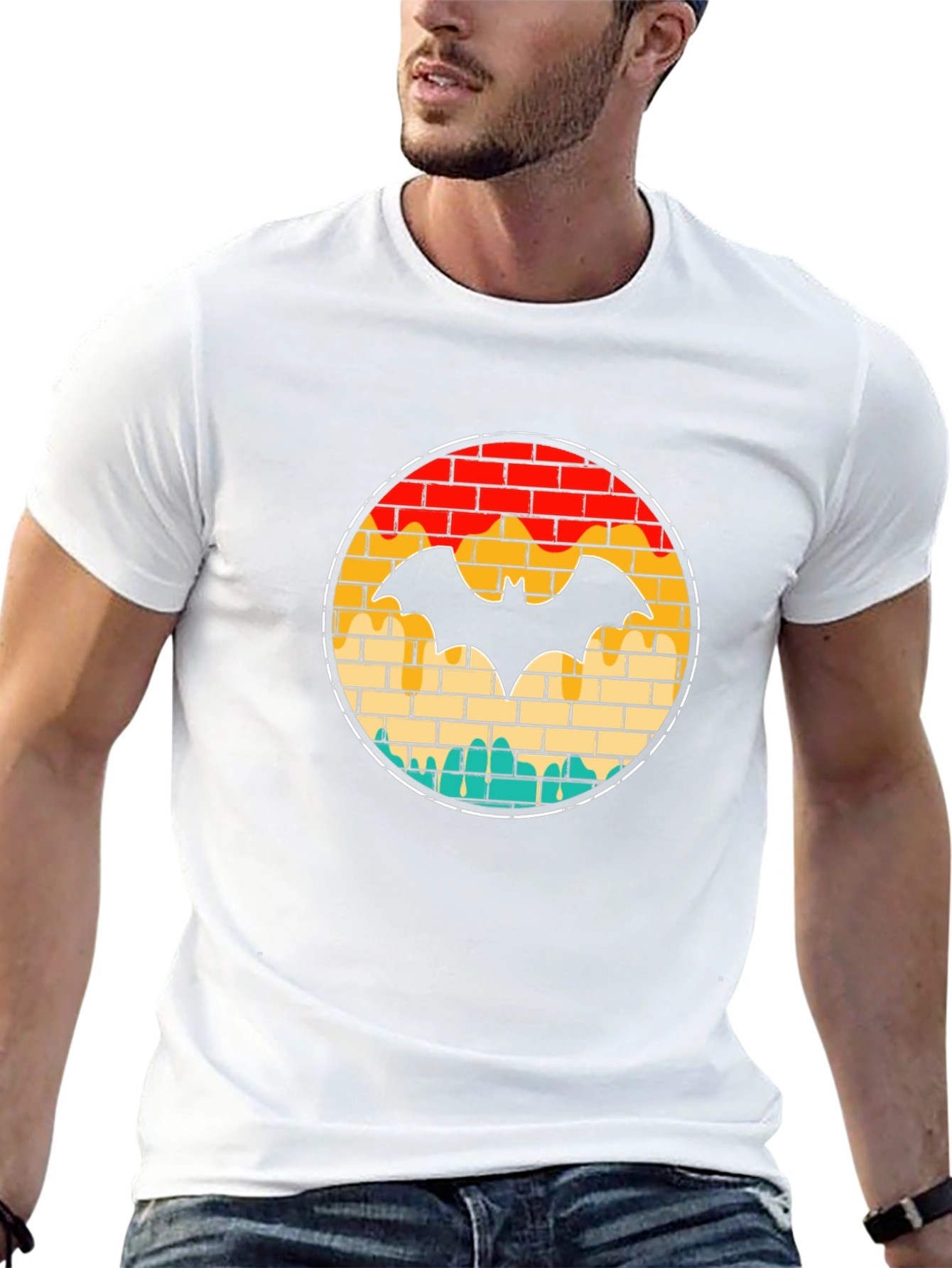 Retro Brick Bat Graphic Tee - Black