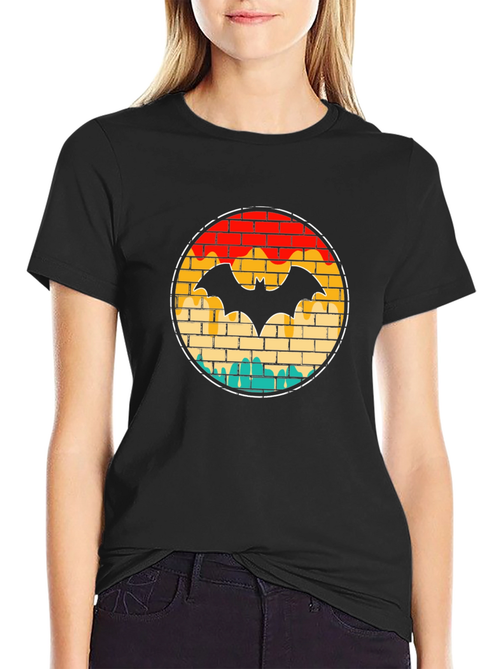 Retro Brick Bat Graphic Tee - Black