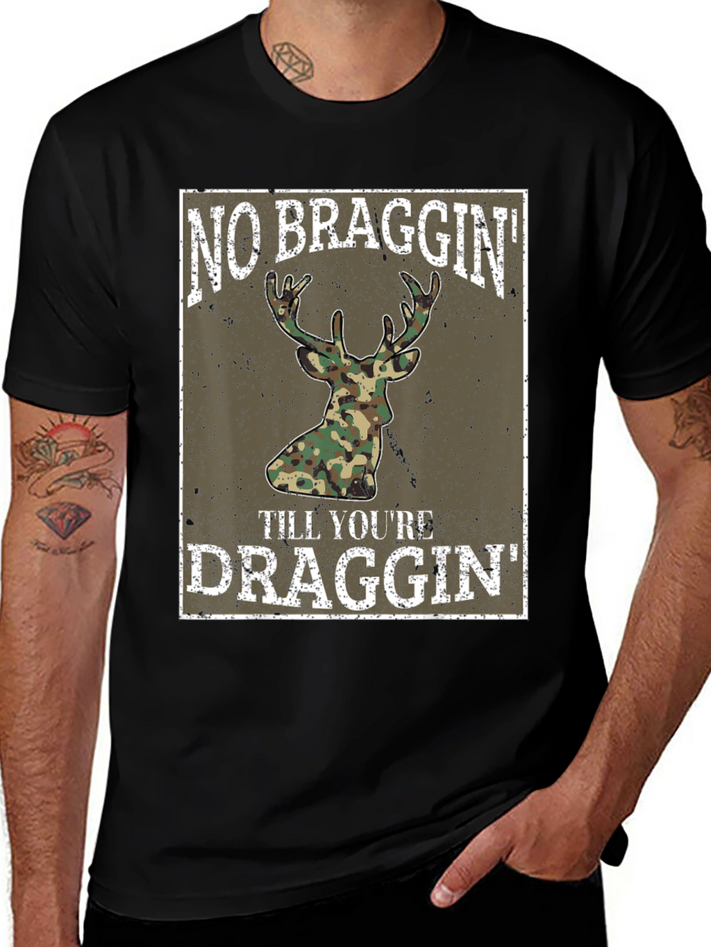 No Braggin Til Youre Draggin Deer Hunting T-Shirt