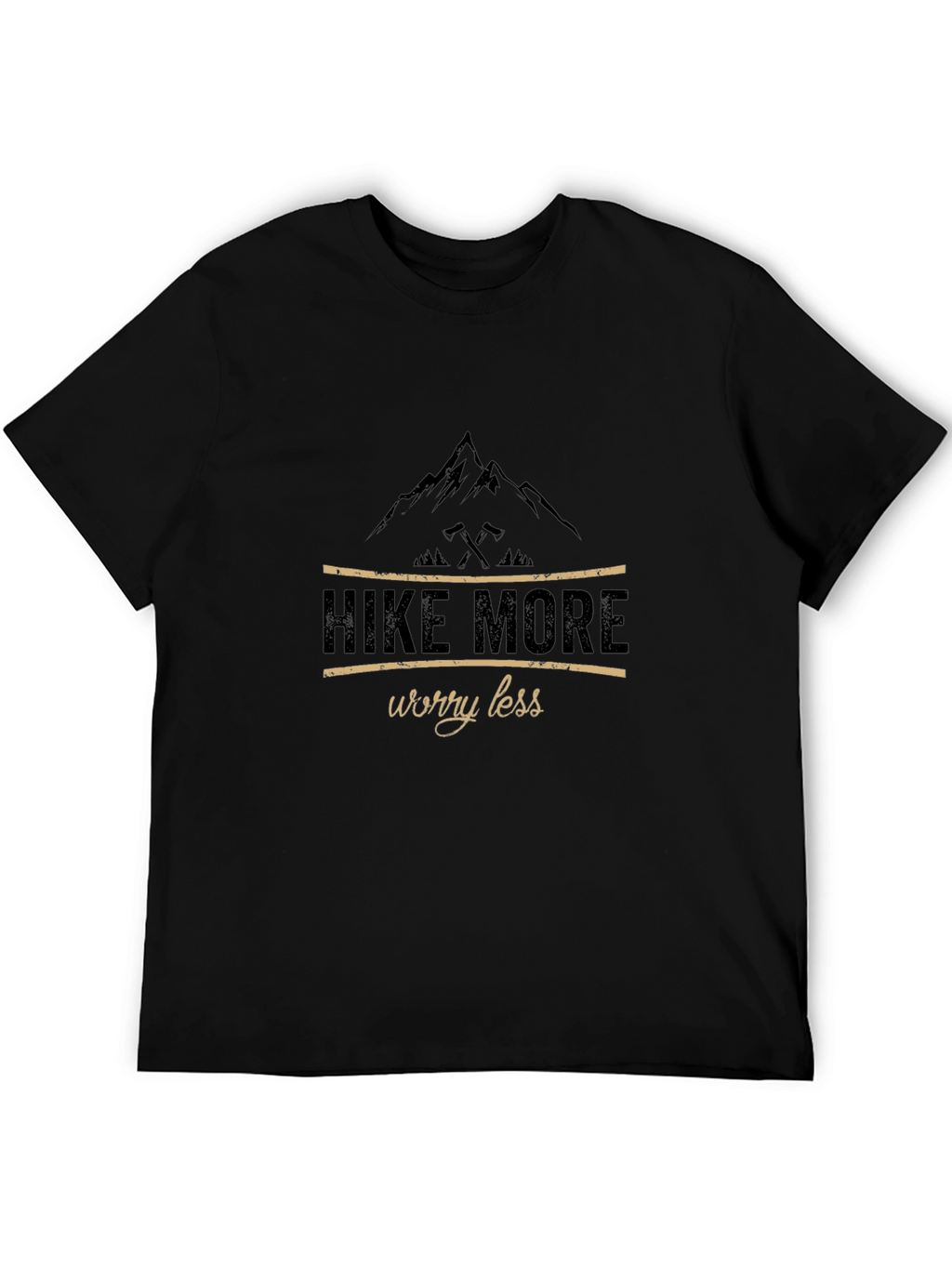 Hike More Worry Less Black Graphic T-Shirt