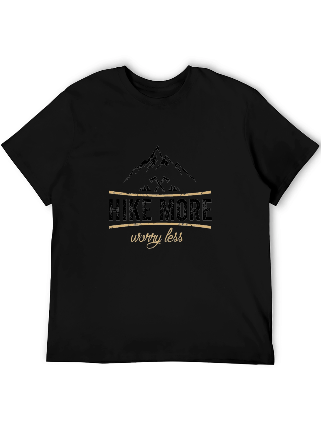 Hike More Worry Less Black Graphic T-Shirt