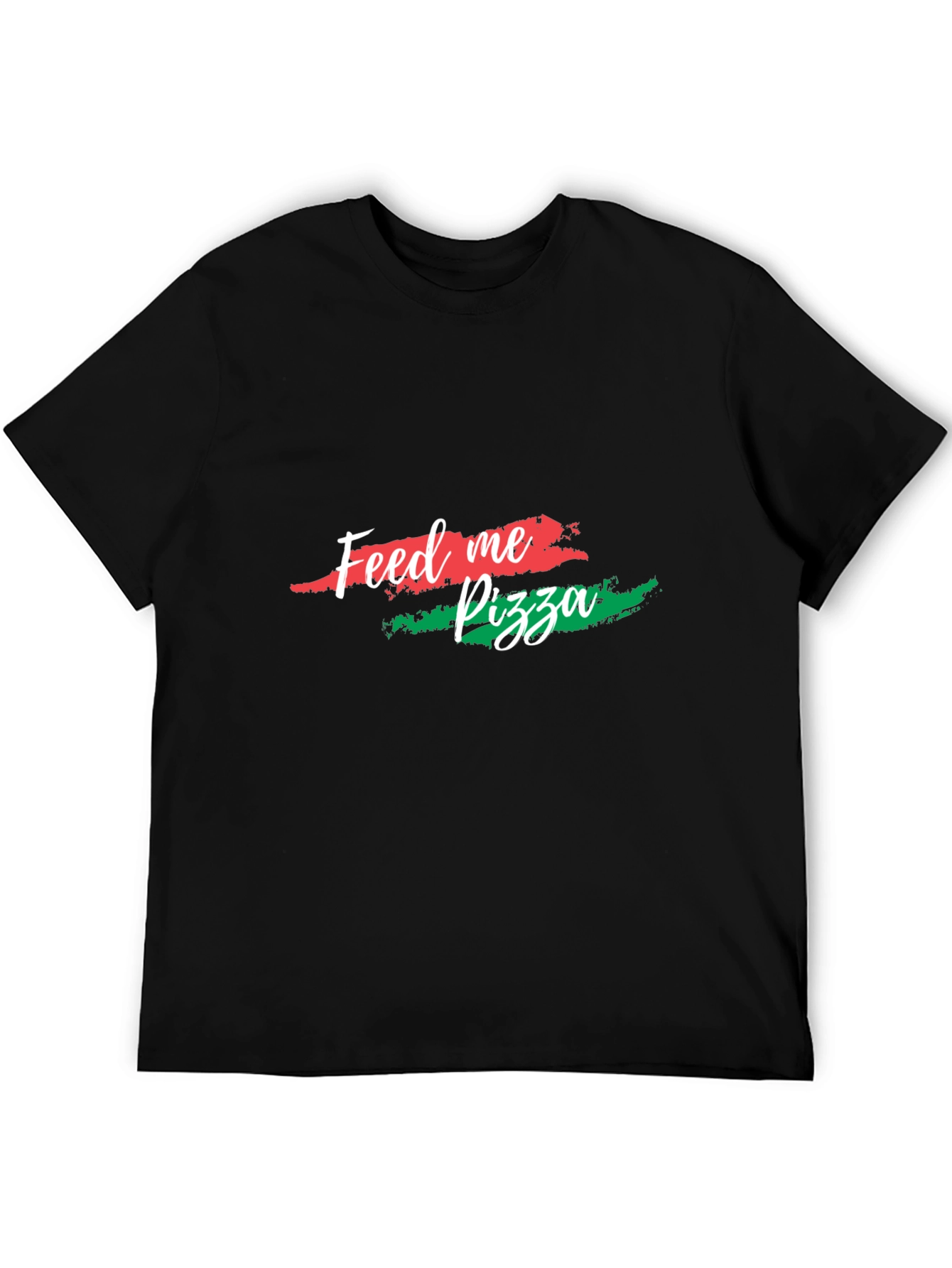 Feed Me Pizza Graphic Tee - Black Cotton T-Shirt