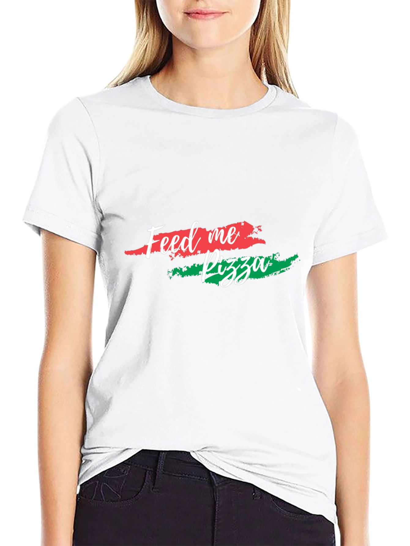 Feed Me Pizza Graphic Tee - Black Cotton T-Shirt