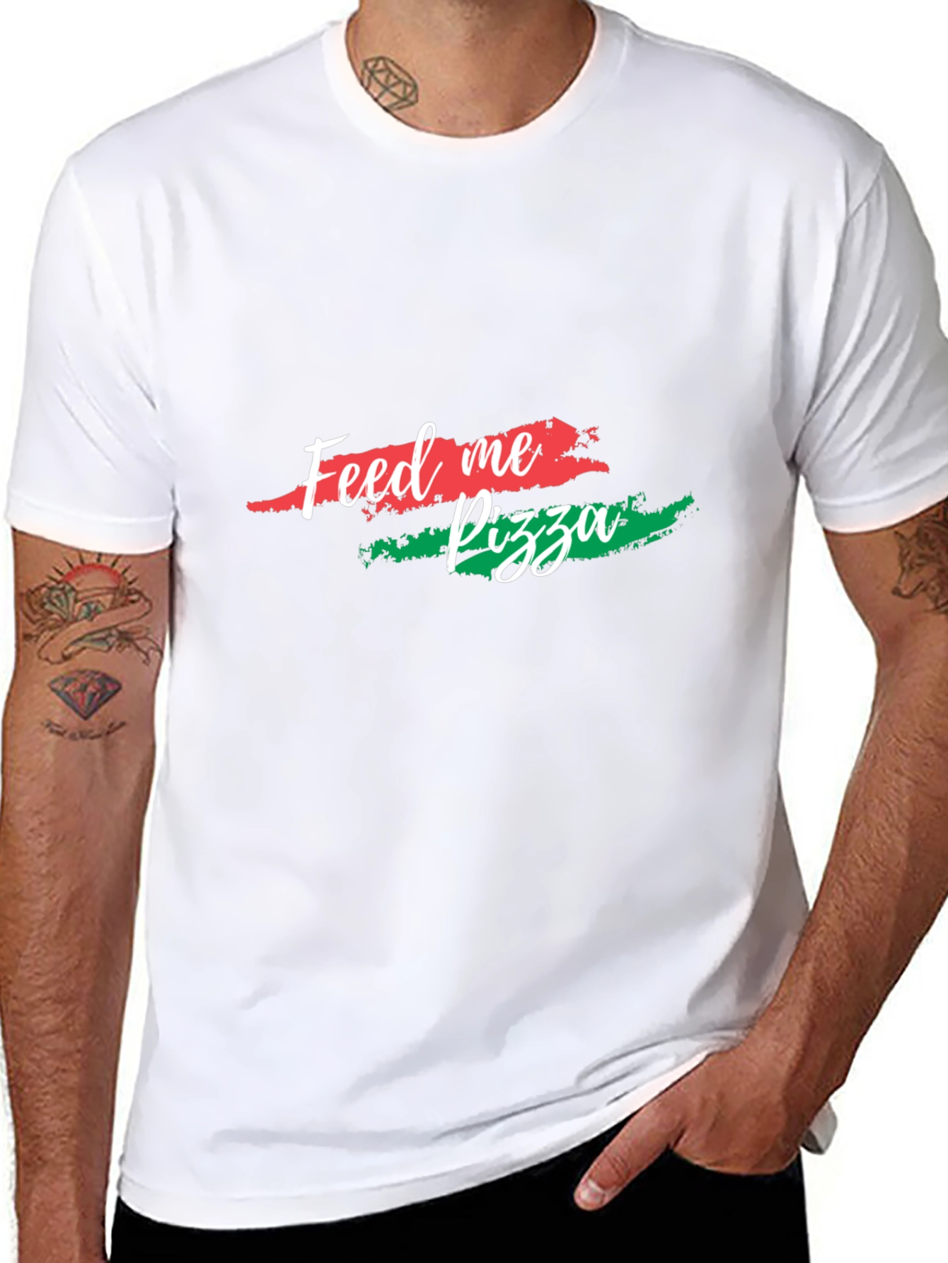 Feed Me Pizza Graphic Tee - Black Cotton T-Shirt