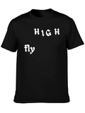 High Fly Graphic Tee - Black Cotton Casual T-Shirt