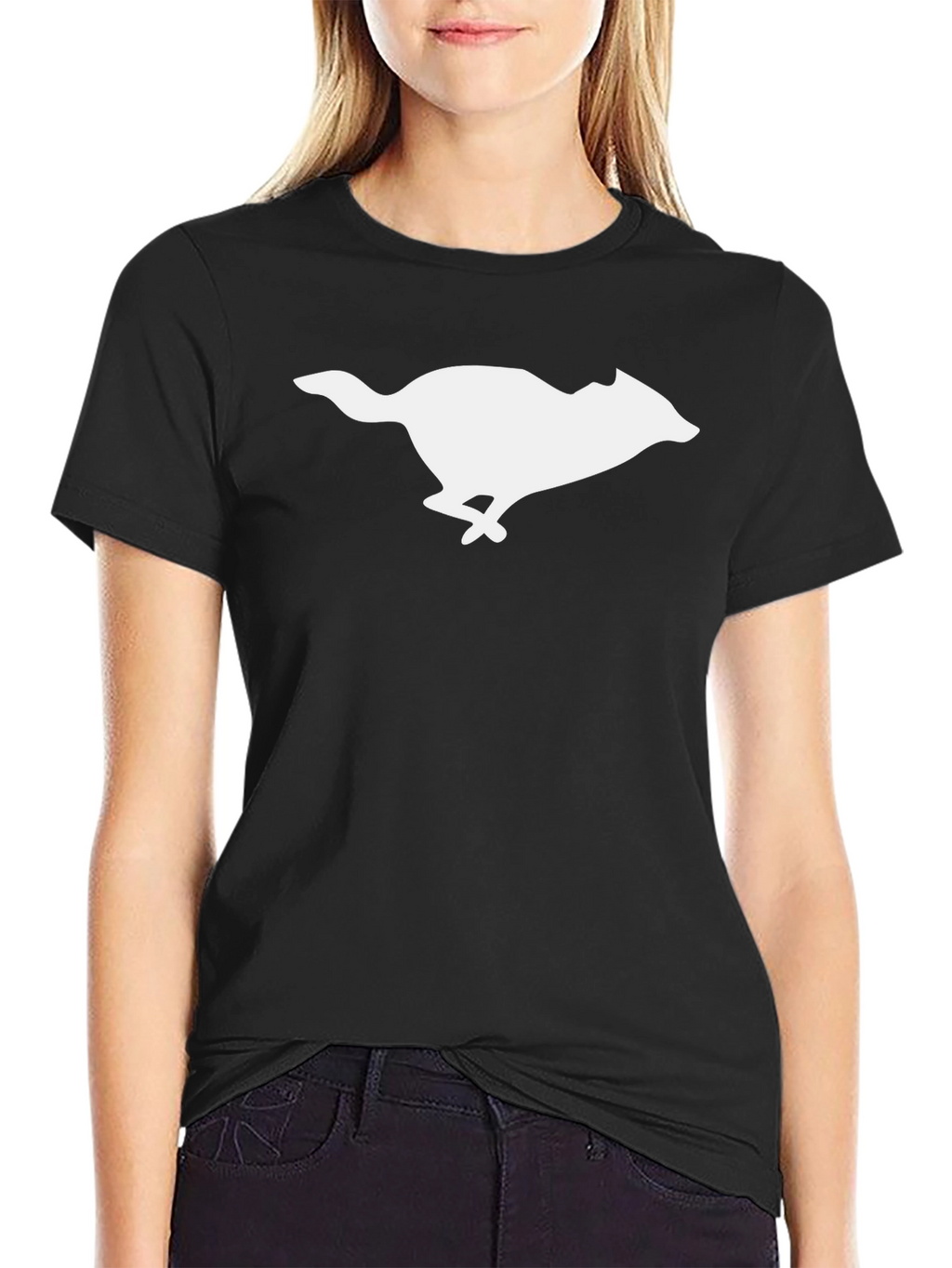 Black T-Shirt with Running Animal Graphic