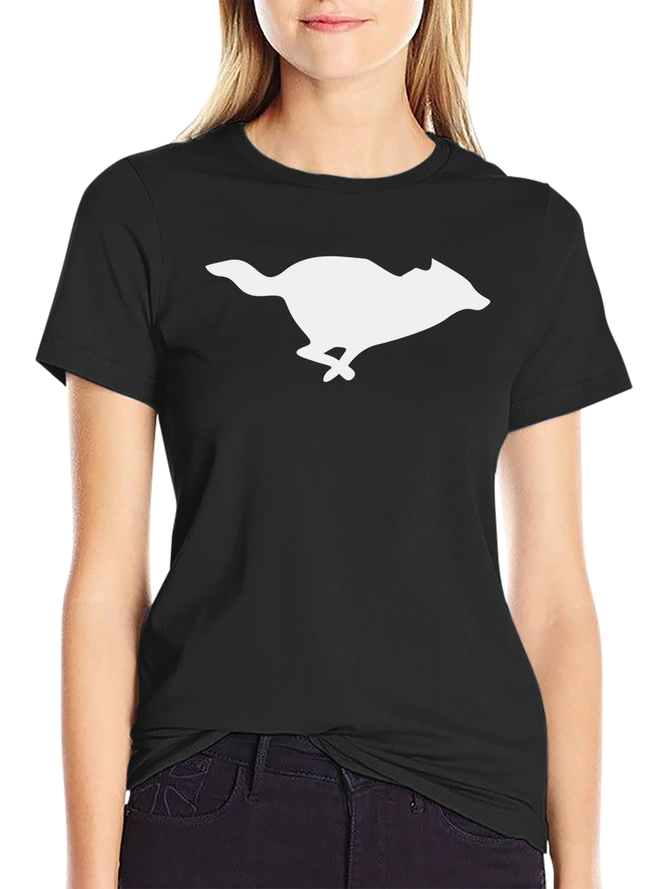 Black T-Shirt with Running Animal Graphic