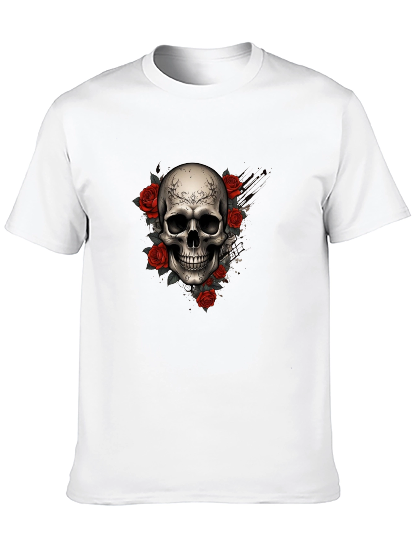 Skull & Roses Graphic Tee - Dark Aesthetic