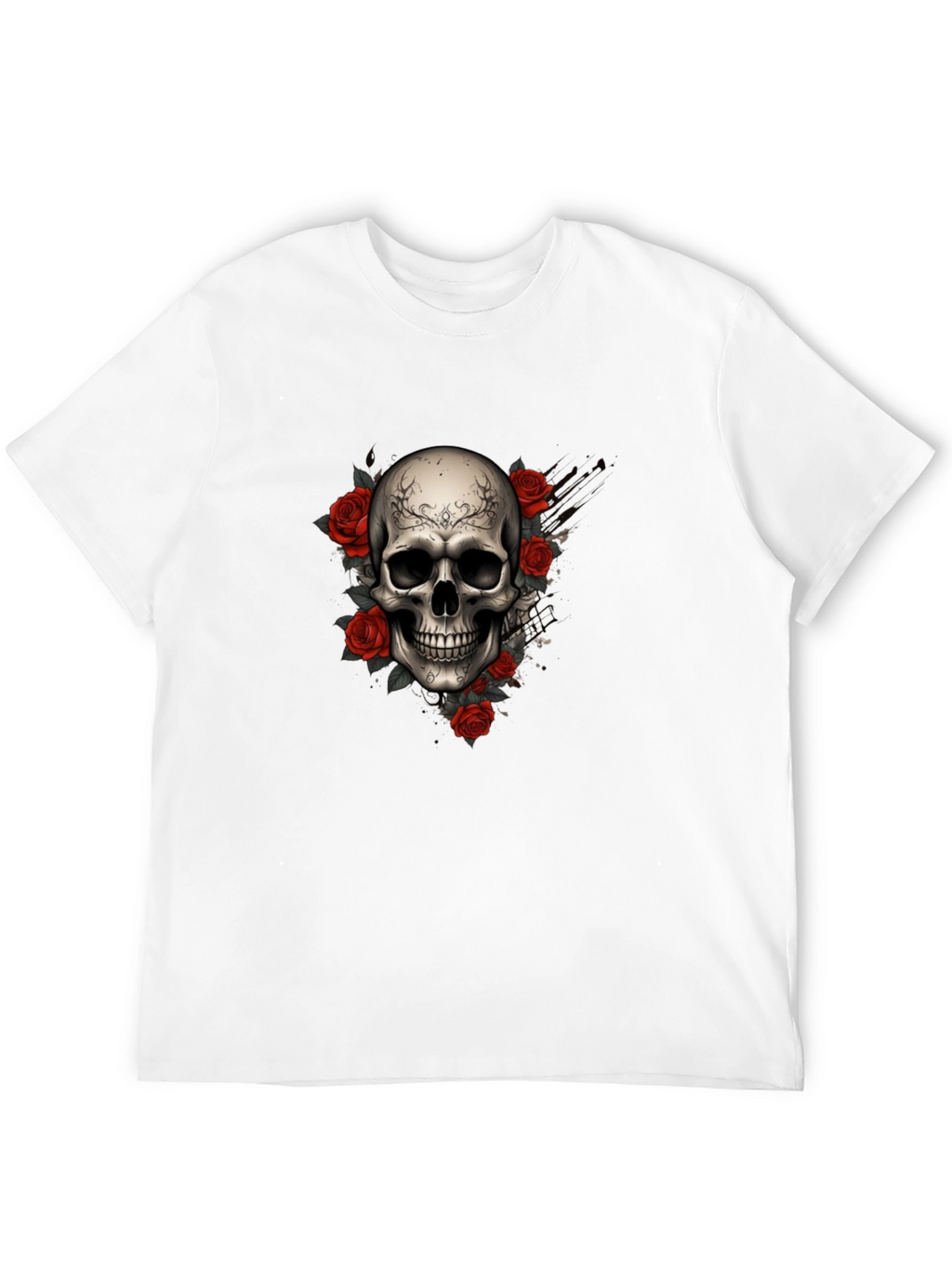 Skull & Roses Graphic Tee - Dark Aesthetic