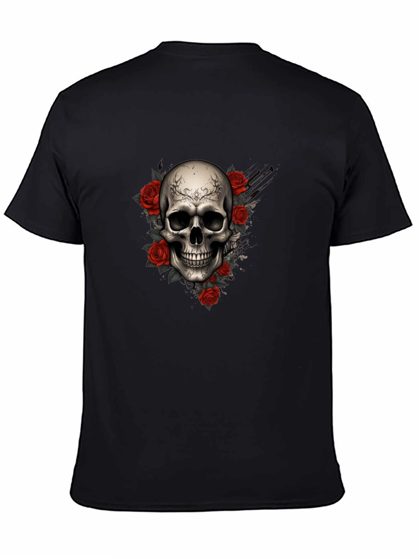 Skull & Roses Graphic Tee - Dark Aesthetic