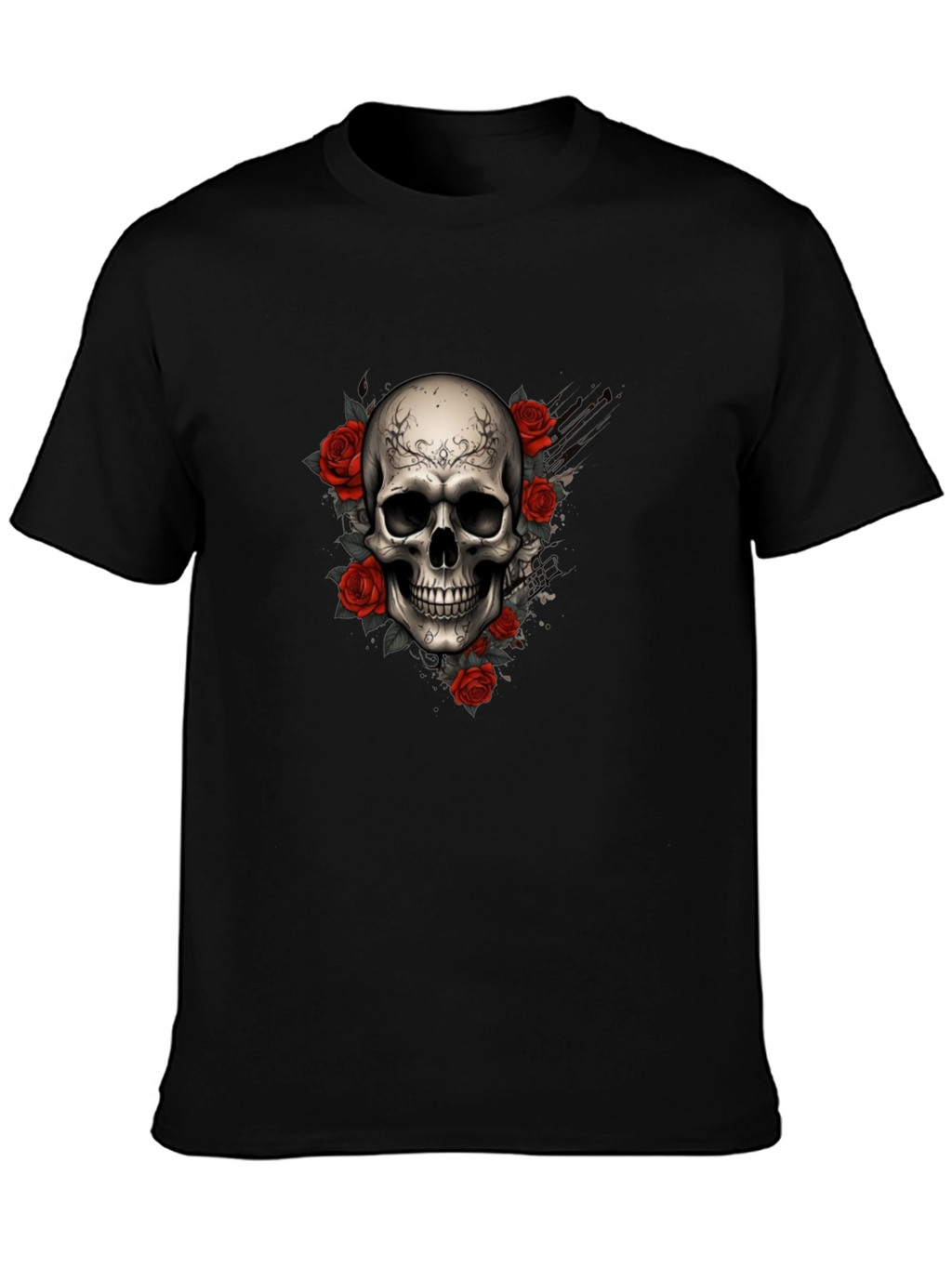 Skull & Roses Graphic Tee - Dark Aesthetic