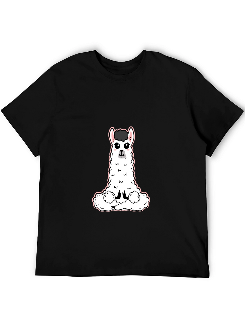 Cute Llama Graphic Tee - Black Casual T-Shirt