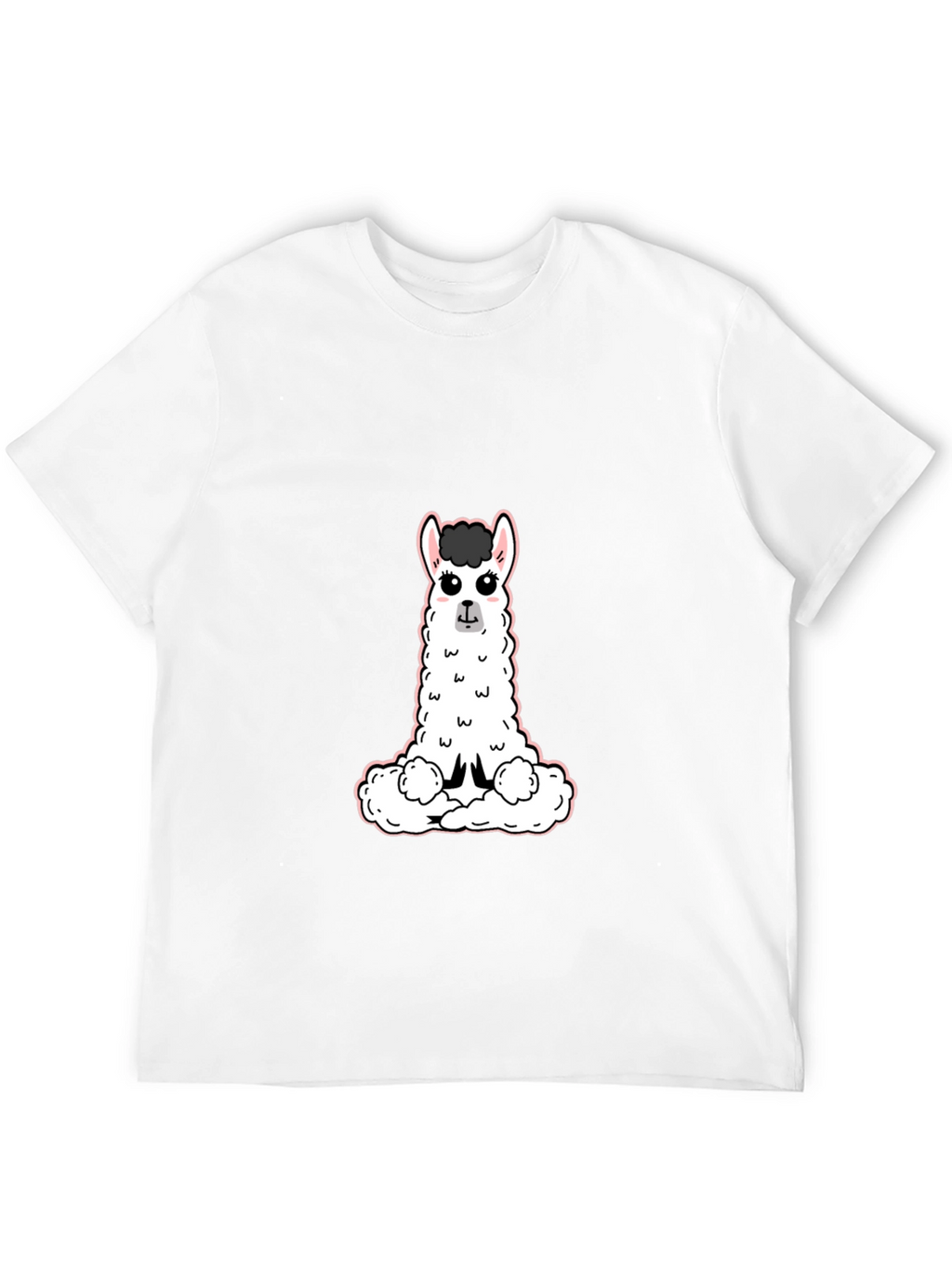 Cute Llama Graphic Tee - Black Casual T-Shirt
