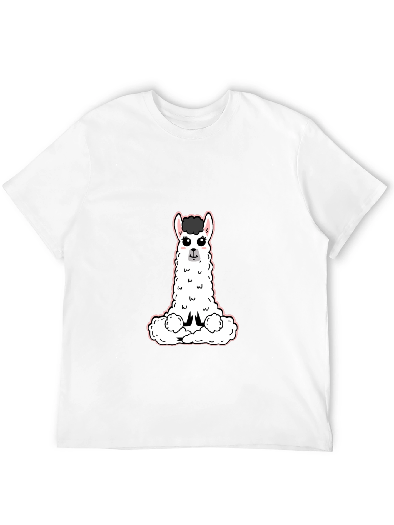 Cute Llama Graphic Tee - Black Casual T-Shirt