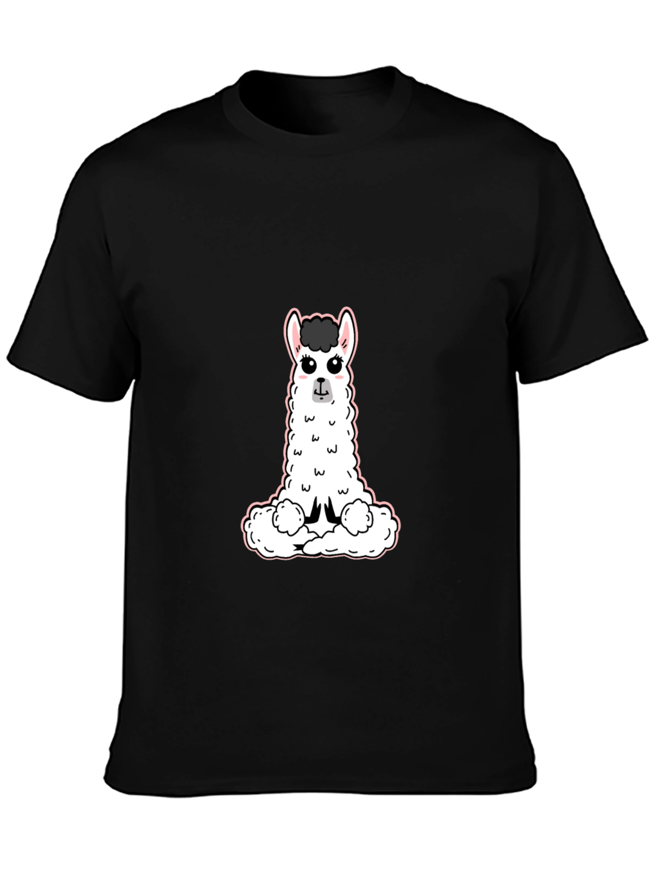 Cute Llama Graphic Tee - Black Casual T-Shirt