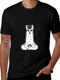 Cute Llama Graphic Tee - Black Casual T-Shirt