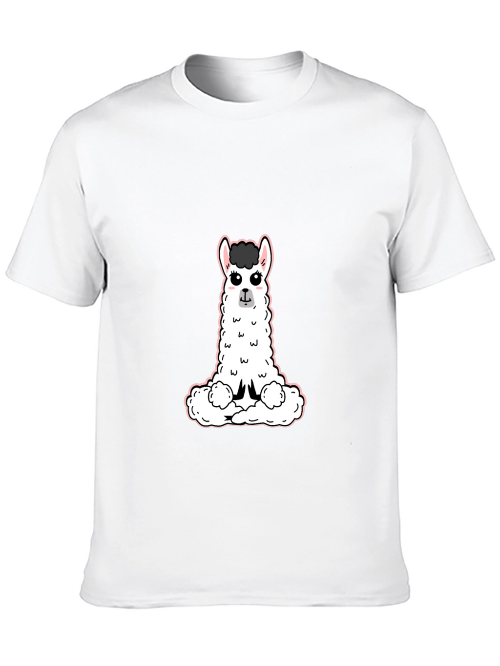 Cute Llama Graphic Tee - Black Casual T-Shirt