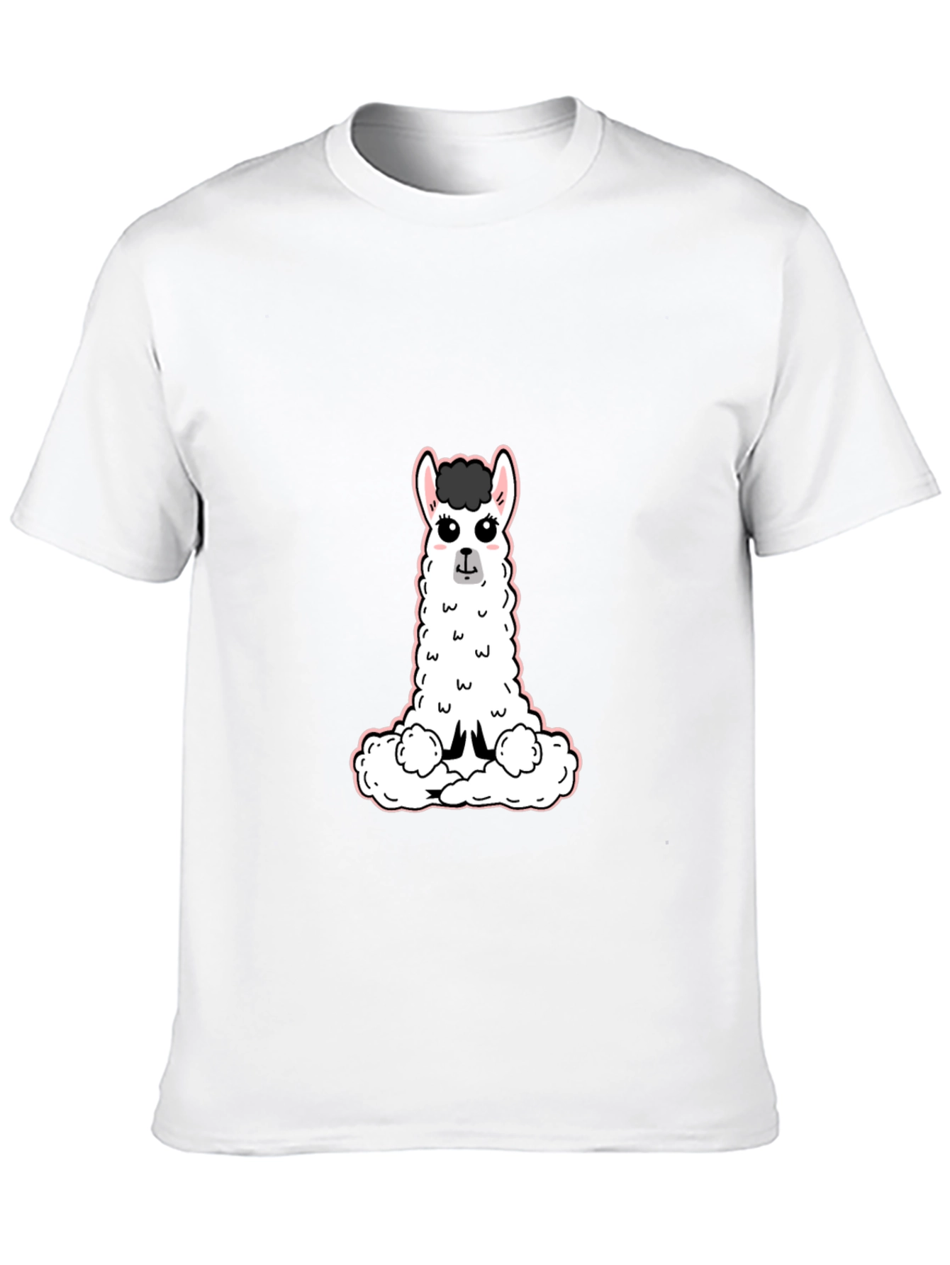 Cute Llama Graphic Tee - Black Casual T-Shirt