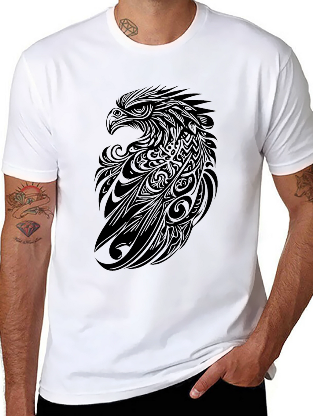 Tribal Eagle Graphic Tee - Black
