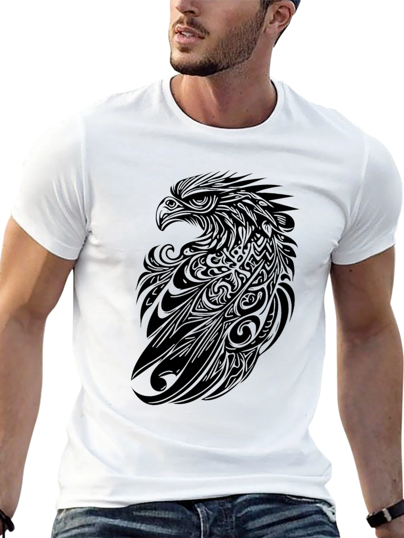 Tribal Eagle Graphic Tee - Black